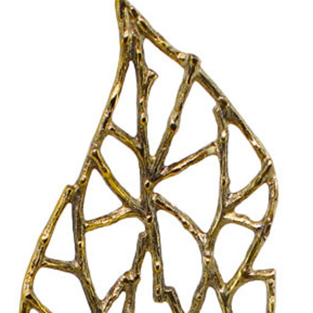26" Gold And Black Aluminum And Marble Leaf Tabletop Sculpture HomeRoots