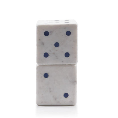 Set of Two White Marble Hand Painted Dice Tabletop Sculpture HomeRoots