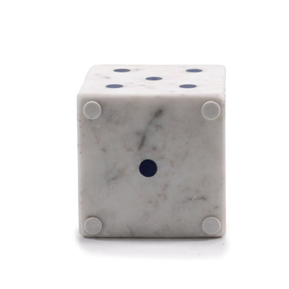 Set of Two White Marble Hand Painted Dice Tabletop Sculpture HomeRoots