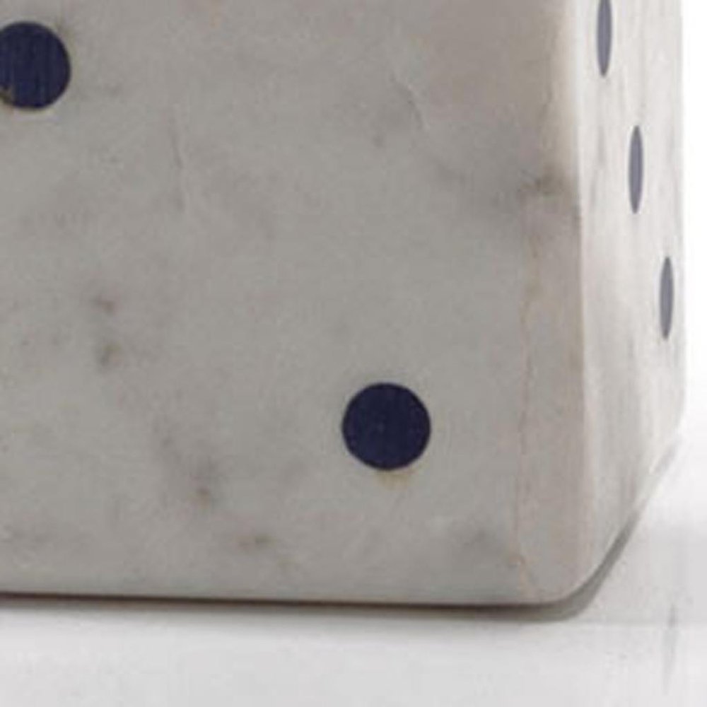 Set of Two White Marble Hand Painted Dice Tabletop Sculpture HomeRoots