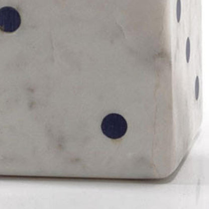 Set of Two White Marble Hand Painted Dice Tabletop Sculpture HomeRoots