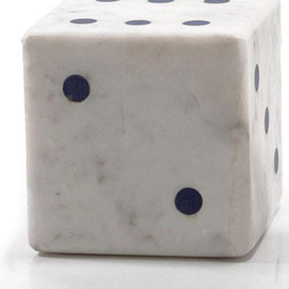 Set of Two White Marble Hand Painted Dice Tabletop Sculpture HomeRoots