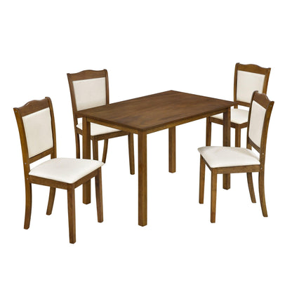 TREXM 5-Piece Wood Dining Table Set Simple Style Kitchen Dining Set Rectangular Table (Walnut) - FurniFindUSA