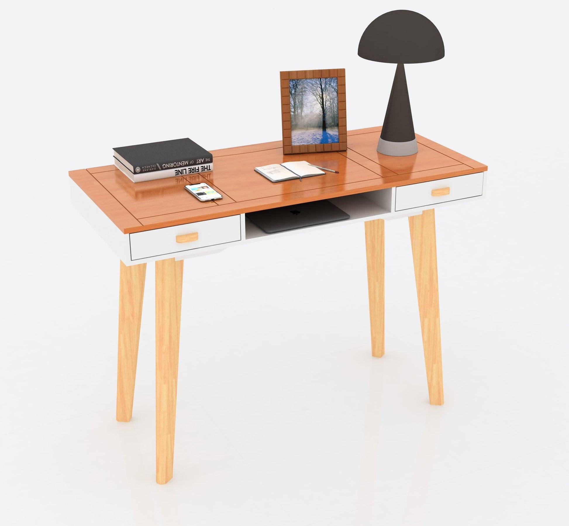 Modern Simple Style Solid Wood Computer Desk Home Office Writing Desk Study Table with Drawers - FurniFindUSA