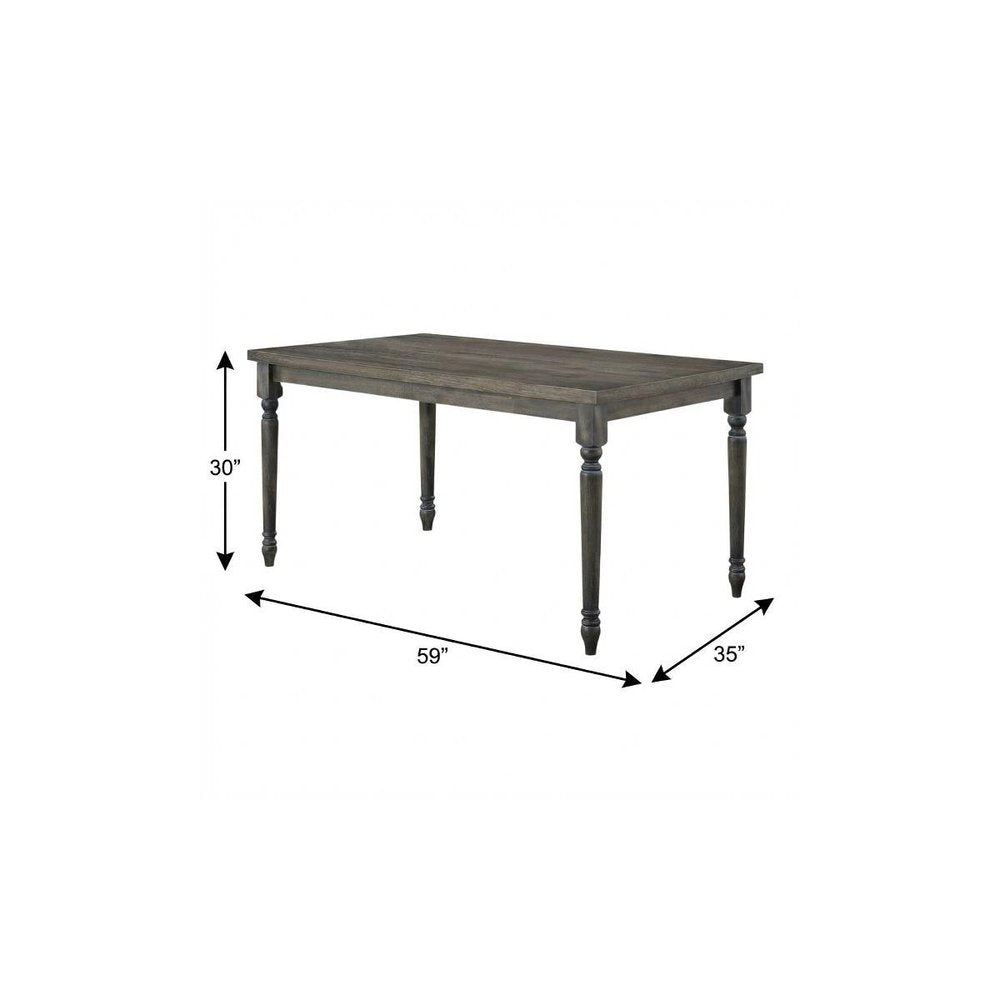 59" Gray Wood Dining Table — view 4