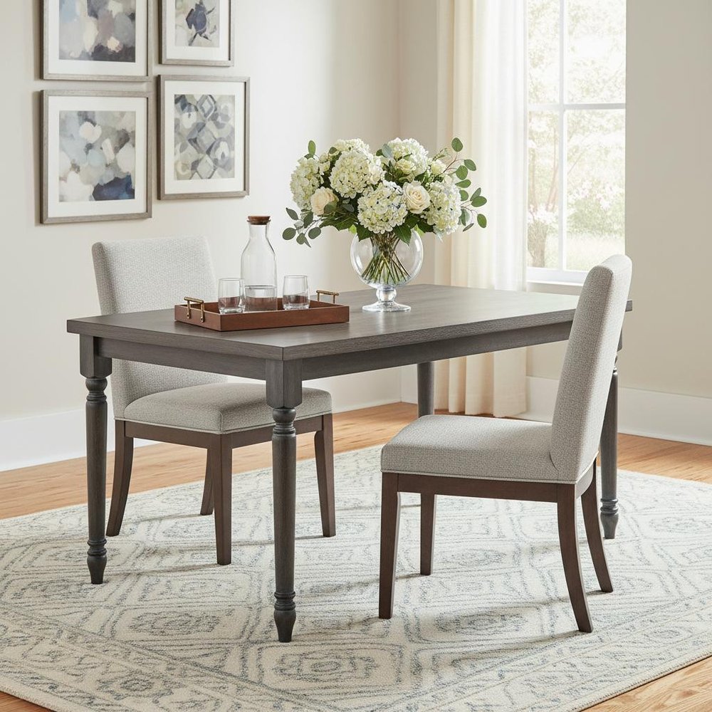 59" Gray Wood Dining Table — view 5