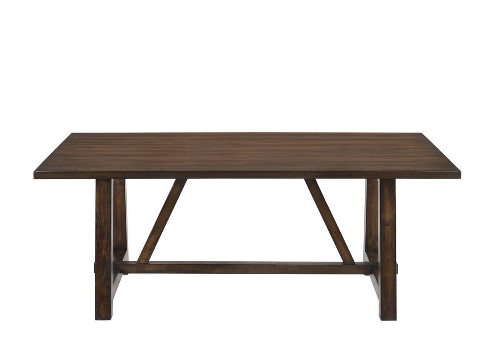 72" Dark Brown Wood Trestle Base Dining Table HomeRoots