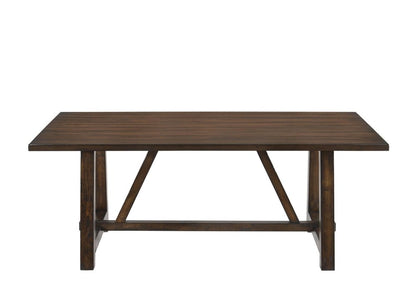 72" Dark Brown Wood Trestle Base Dining Table