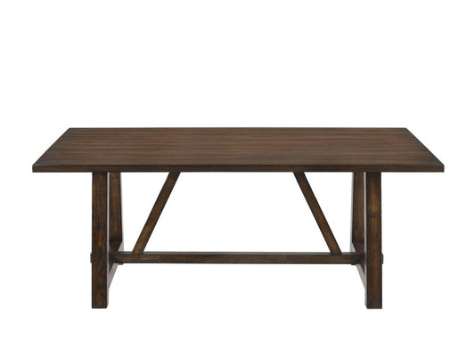 72" Dark Brown Wood Trestle Base Dining Table