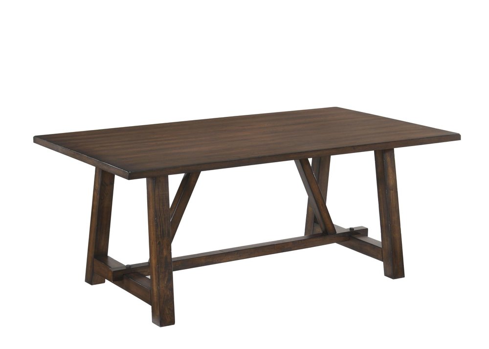 72" Dark Brown Wood Trestle Base Dining Table — view 3