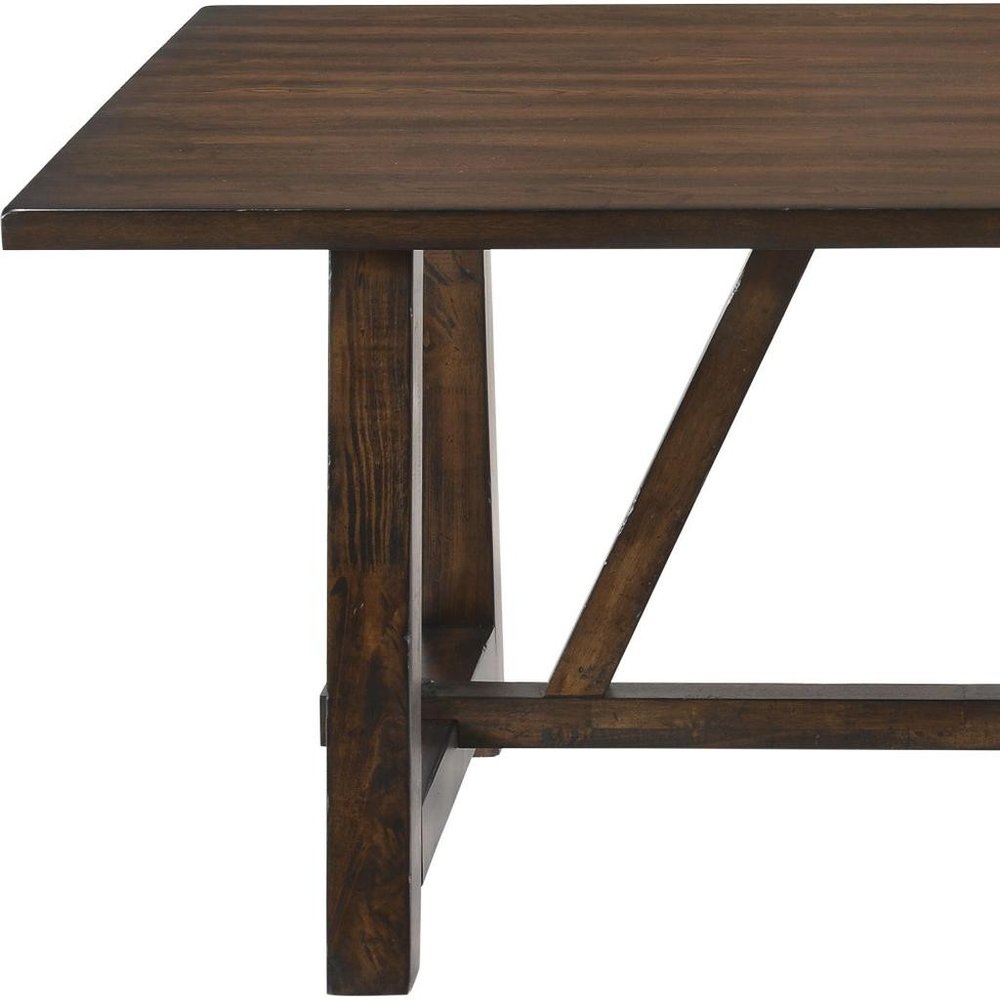 72" Dark Brown Wood Trestle Base Dining Table — view 3