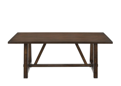72" Dark Brown Wood Trestle Base Dining Table HomeRoots