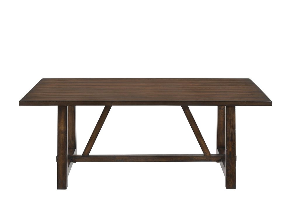 72" Dark Brown Wood Trestle Base Dining Table — view 4