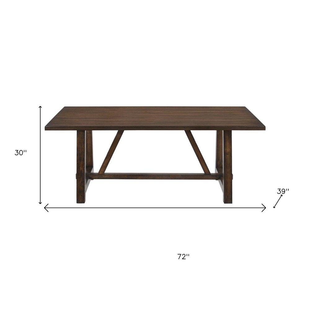 72" Dark Brown Wood Trestle Base Dining Table — view 6