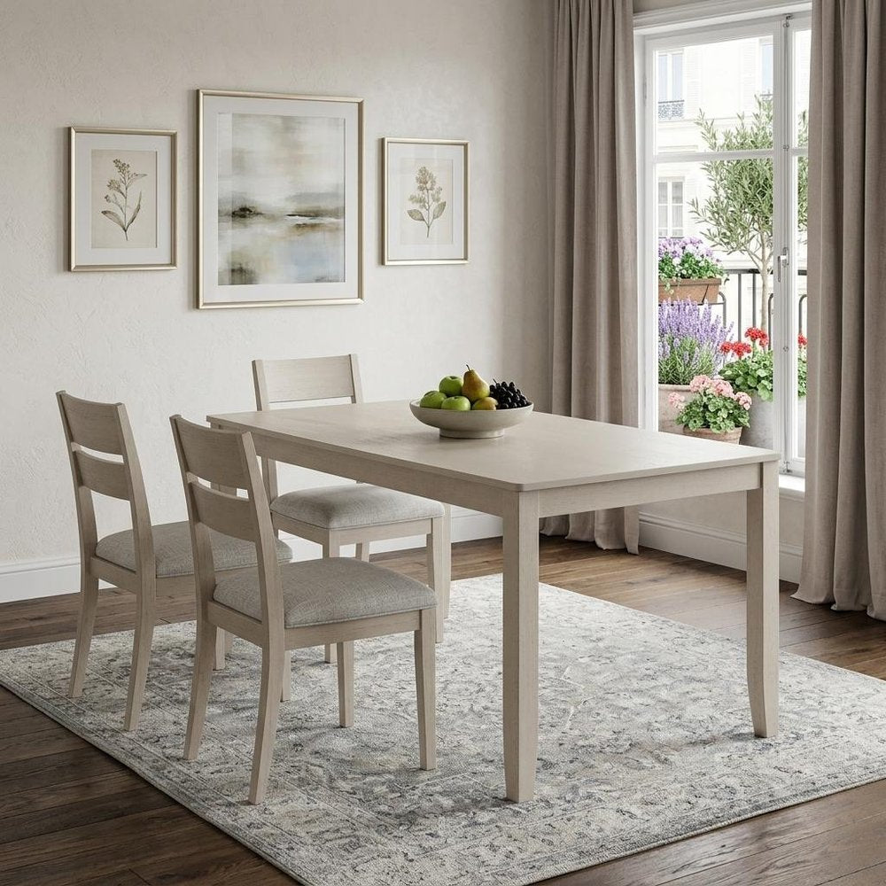 59" Antiqued White Wood Dining Table HomeRoots