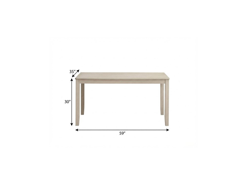 59" Antiqued White Wood Dining Table HomeRoots