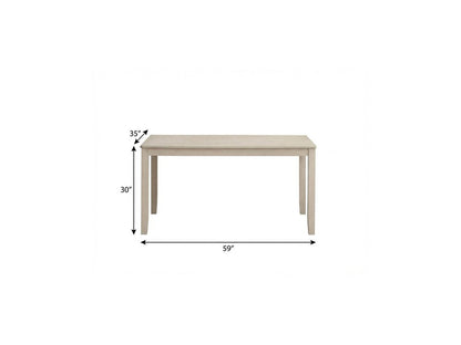59" Antiqued White Wood Dining Table HomeRoots
