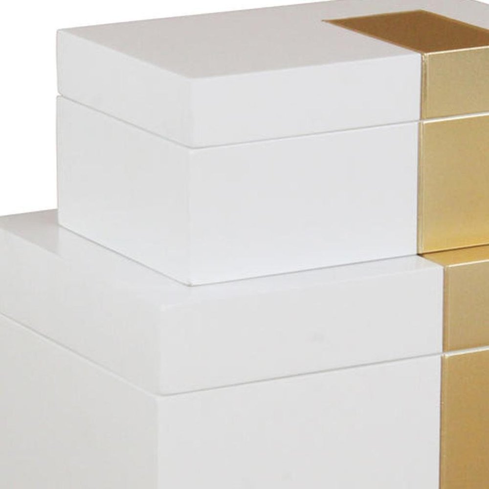 Set Of Two White And Gold Wood Jewelry Boxes — view 10
