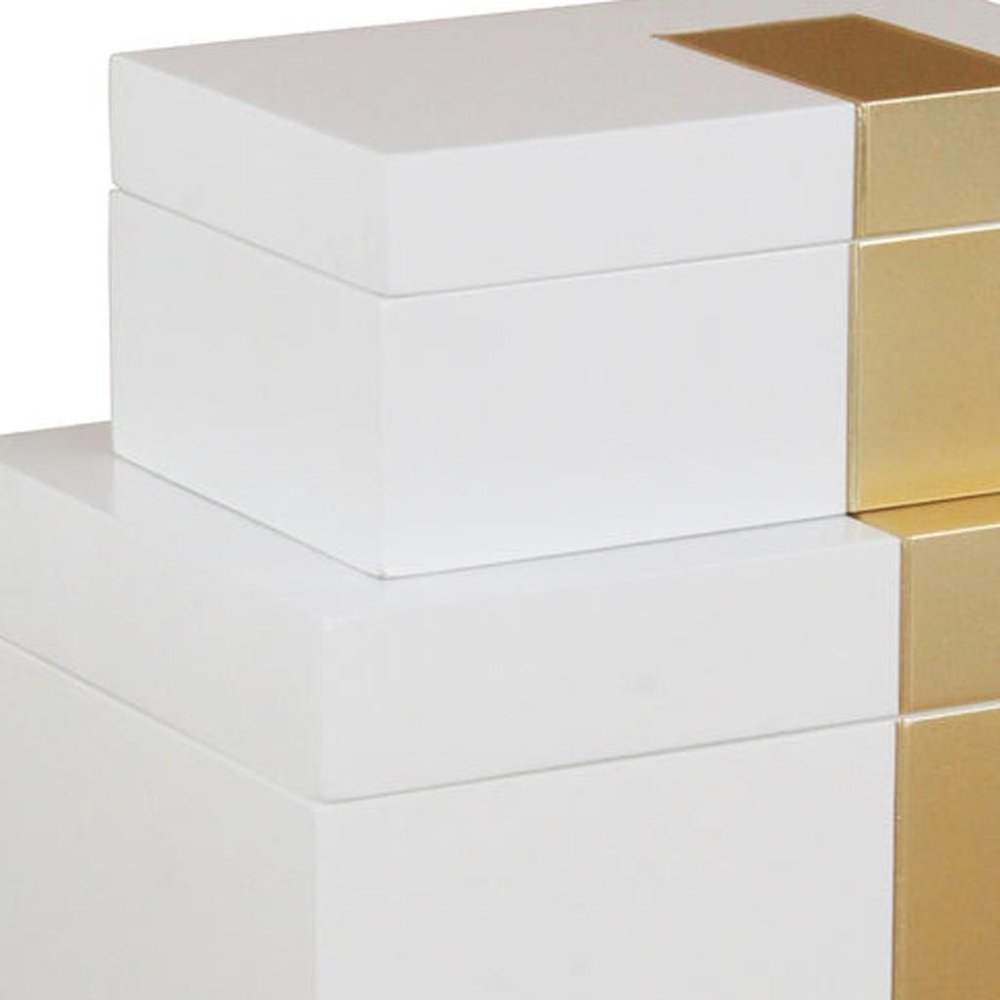 Set Of Two White And Gold Wood Jewelry Boxes HomeRoots
