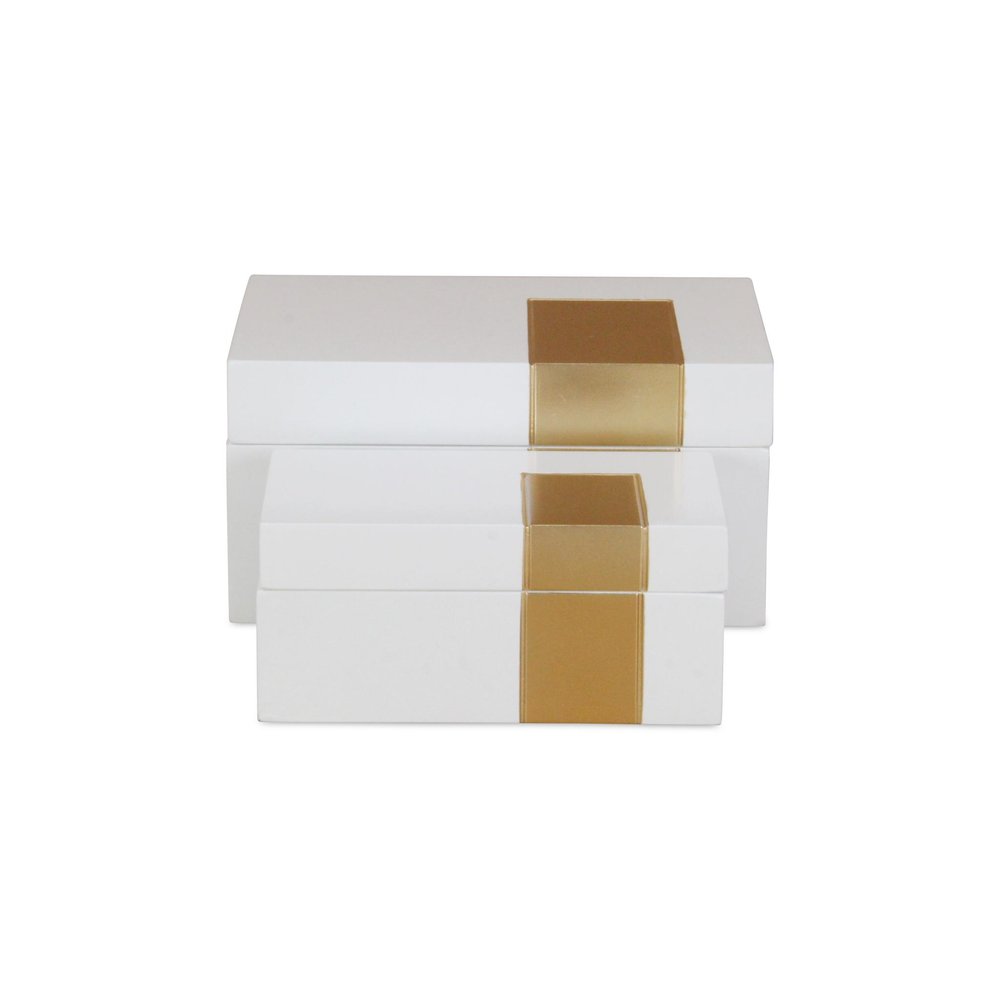 Set Of Two White And Gold Wood Jewelry Boxes — view 12