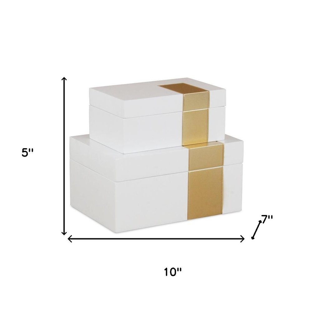Set Of Two White And Gold Wood Jewelry Boxes HomeRoots