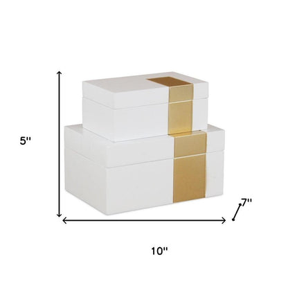 Set Of Two White And Gold Wood Jewelry Boxes HomeRoots