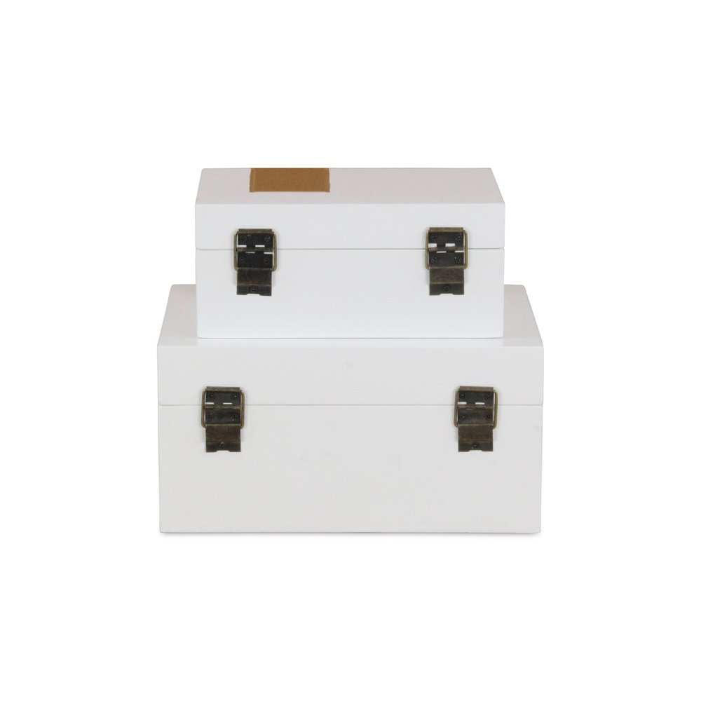 Set Of Two White And Gold Wood Jewelry Boxes HomeRoots