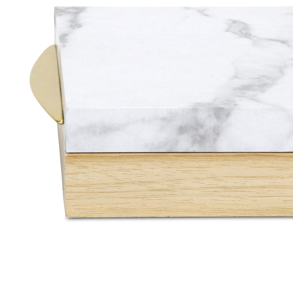 Set Of Two Natural And White Faux Marble And Wood Jewelry Box HomeRoots
