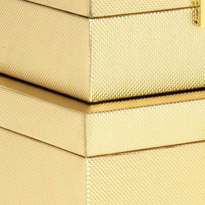 Set Of Two Gold Faux Leather And Mirrored Glass Jewelry Boxes HomeRoots