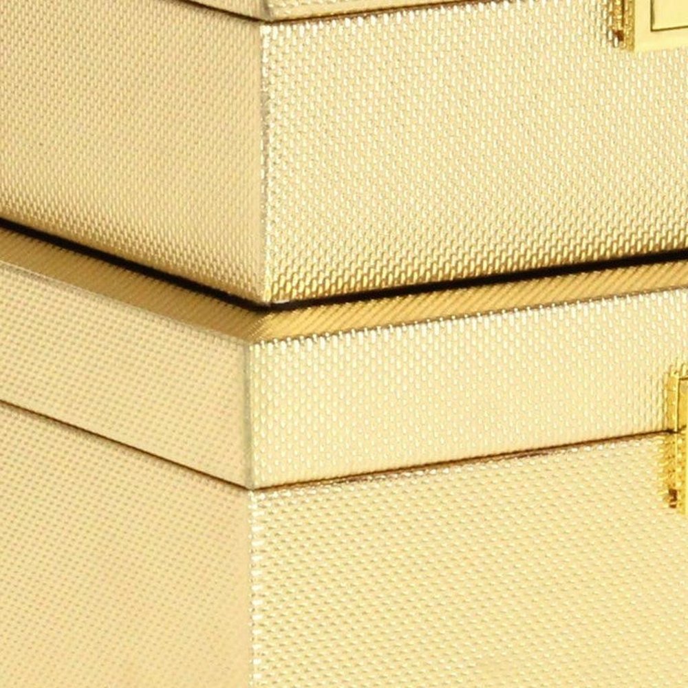 Set Of Two Gold Faux Leather And Mirrored Glass Jewelry Boxes HomeRoots