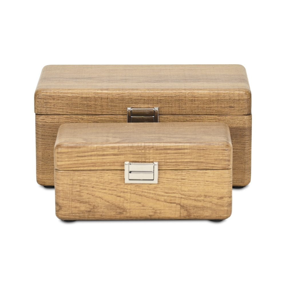 Set Of Two Brown Solid Wood Jewelry Boxes HomeRoots