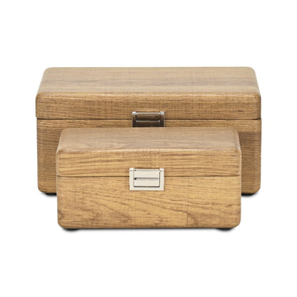 Set Of Two Brown Solid Wood Jewelry Boxes HomeRoots