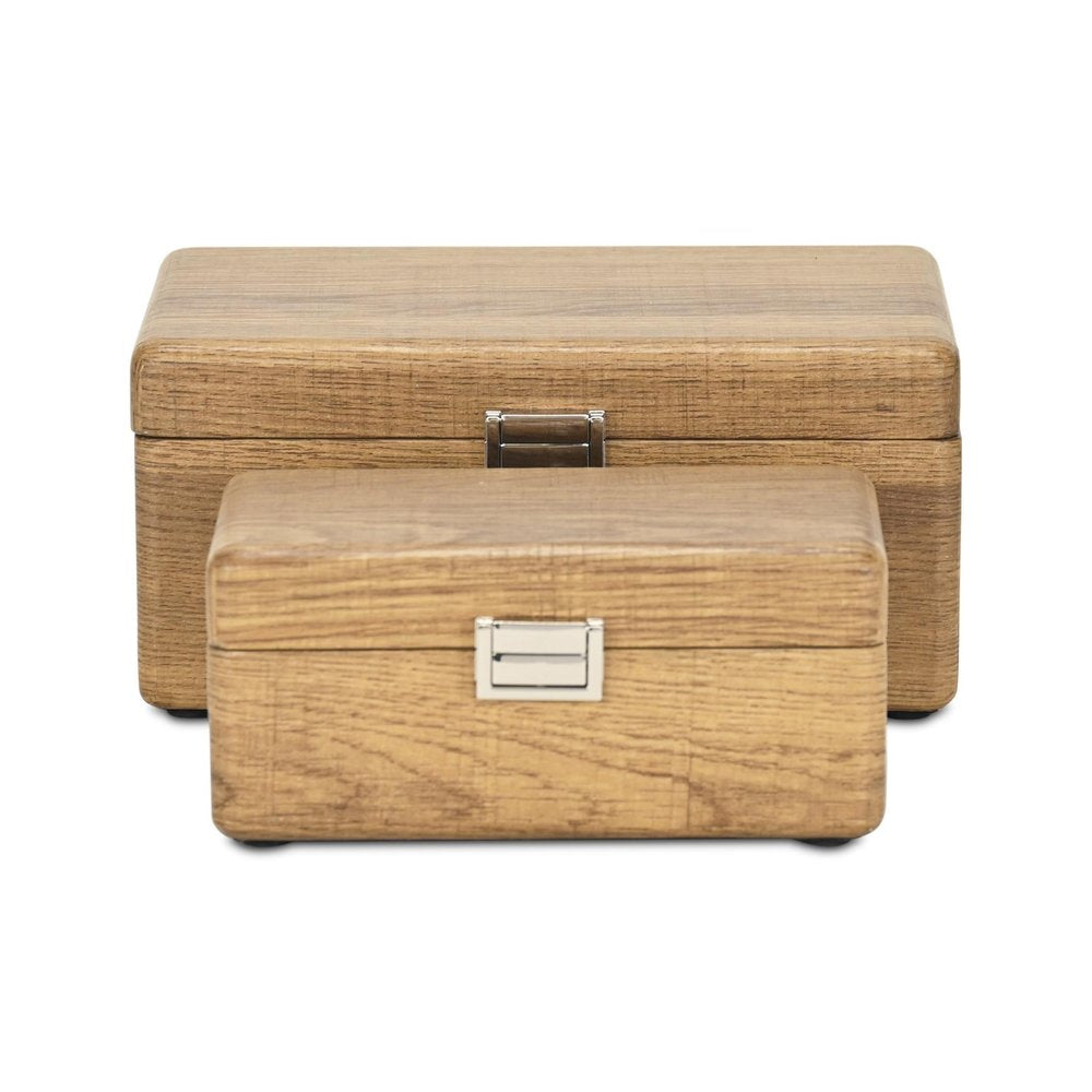 Set Of Two Brown Solid Wood Jewelry Boxes HomeRoots