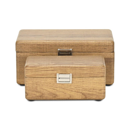 Set Of Two Brown Solid Wood Jewelry Boxes HomeRoots