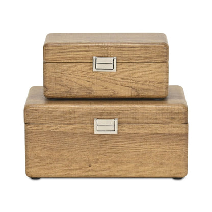 Set Of Two Brown Solid Wood Jewelry Boxes HomeRoots