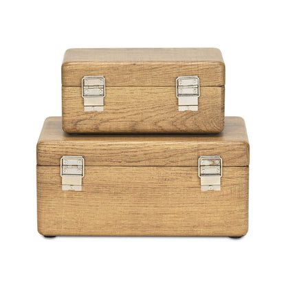 Set Of Two Brown Solid Wood Jewelry Boxes HomeRoots