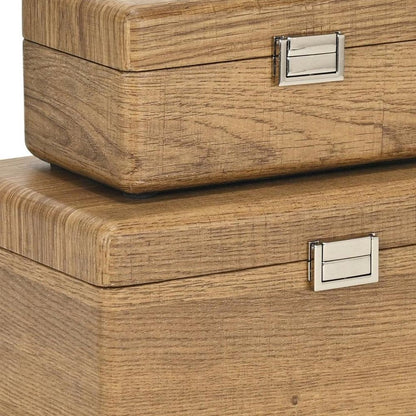 Set Of Two Brown Solid Wood Jewelry Boxes HomeRoots