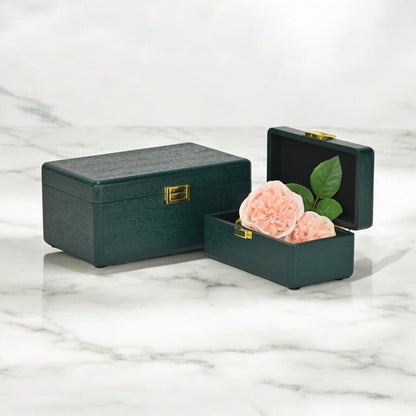Set Of Two Green Solid Wood Jewelry Boxes HomeRoots