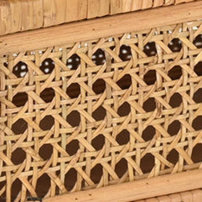 Set Of Two Natural Wood Rattan And Glass  Jewelry Boxes HomeRoots