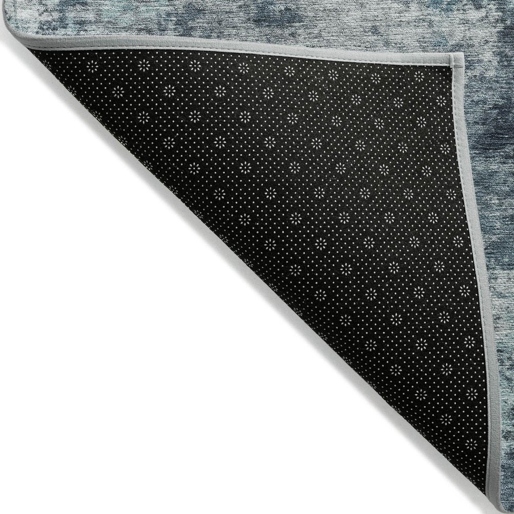 10' X 14' Teal Blue And Navy Blue Abstract Washable Indoor Outdoor Area Rug HomeRoots