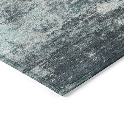 10' X 14' Teal Blue And Navy Blue Abstract Washable Indoor Outdoor Area Rug HomeRoots