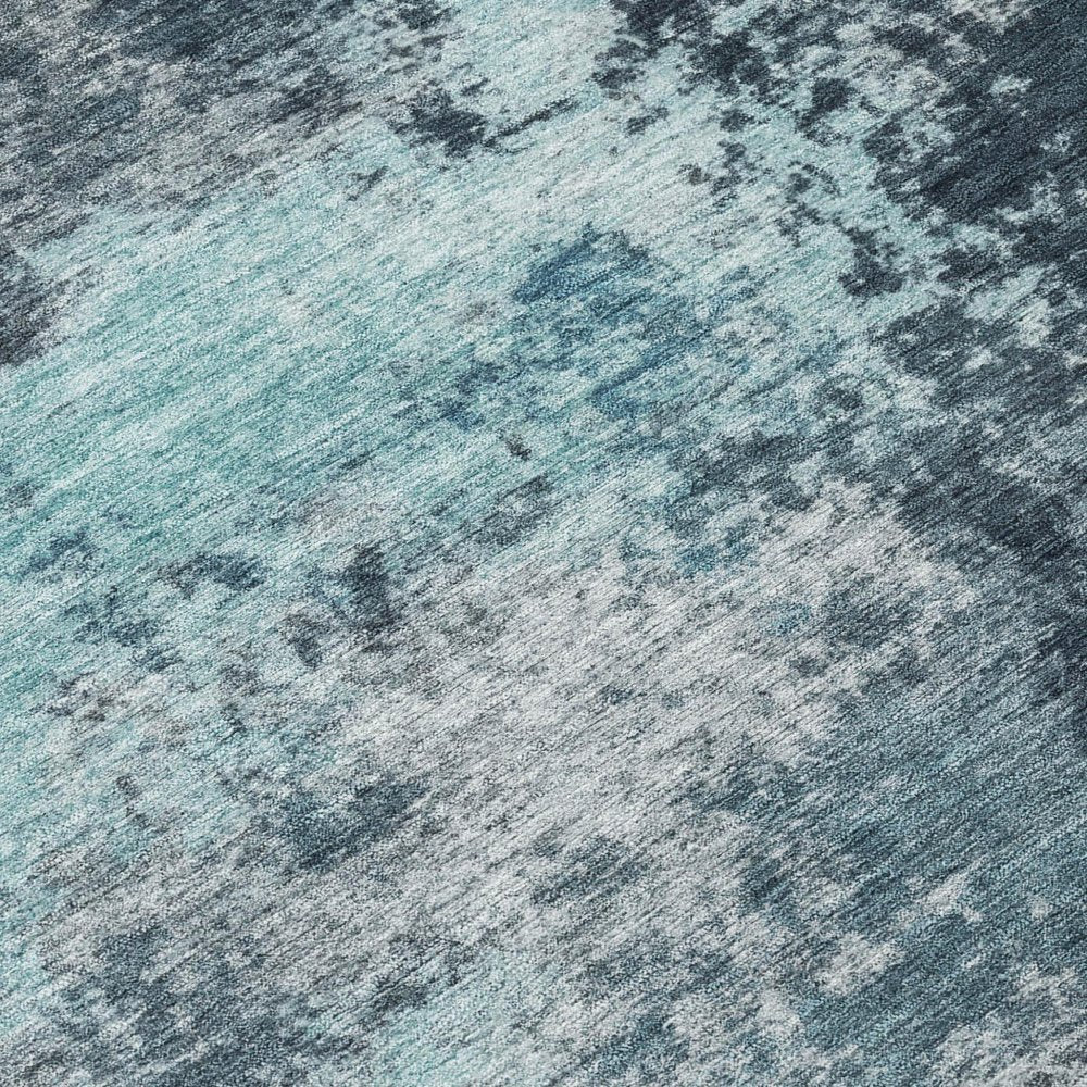 10' X 14' Teal Blue And Navy Blue Abstract Washable Indoor Outdoor Area Rug HomeRoots