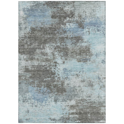 3' X 5' Taupe And Sky Blue Abstract Washable Indoor Outdoor Area Rug HomeRoots