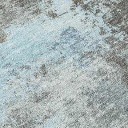 3' X 5' Taupe And Sky Blue Abstract Washable Indoor Outdoor Area Rug HomeRoots