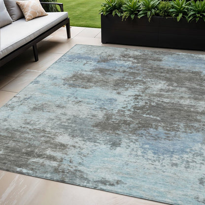 3' X 5' Taupe And Sky Blue Abstract Washable Indoor Outdoor Area Rug HomeRoots