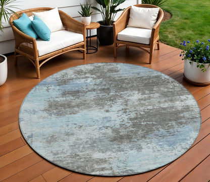3' X 5' Taupe And Sky Blue Abstract Washable Indoor Outdoor Area Rug HomeRoots