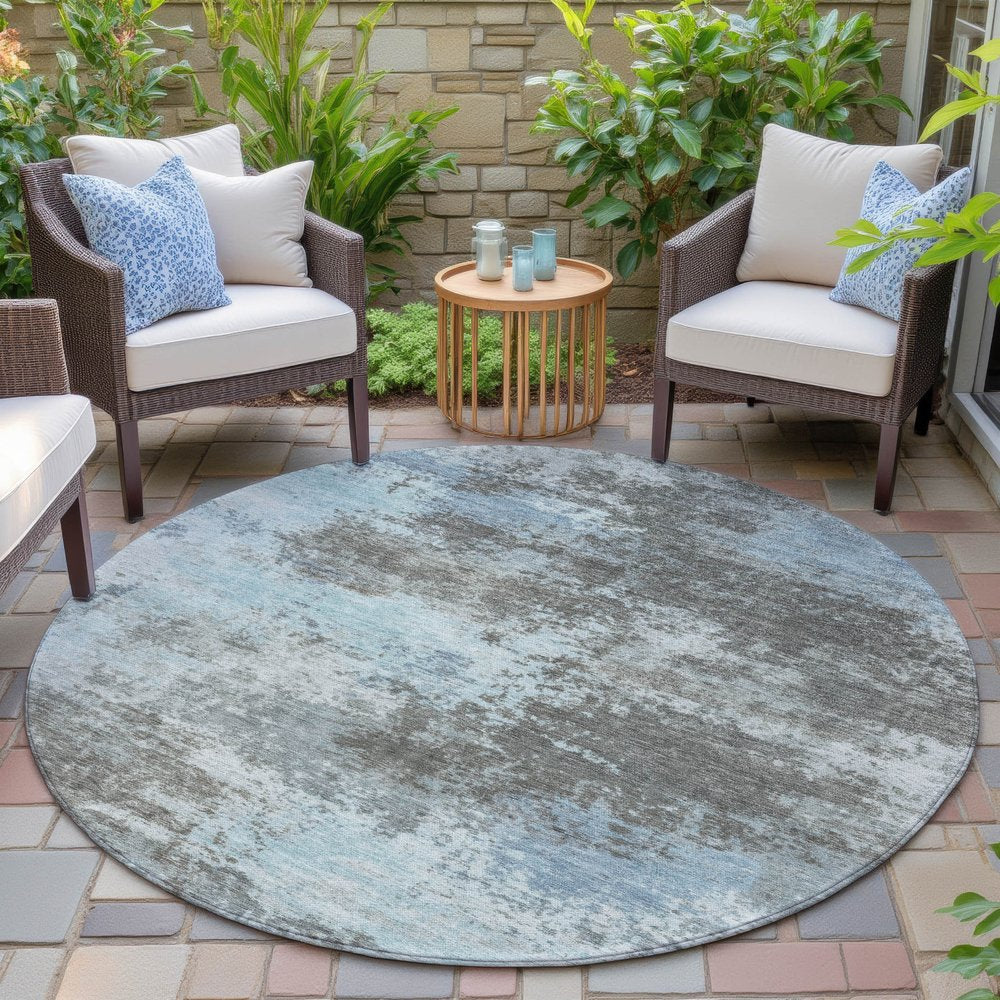 3' X 5' Taupe And Sky Blue Abstract Washable Indoor Outdoor Area Rug HomeRoots