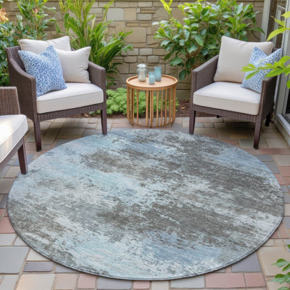 3' X 5' Taupe And Sky Blue Abstract Washable Indoor Outdoor Area Rug HomeRoots