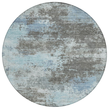3' X 5' Taupe And Sky Blue Abstract Washable Indoor Outdoor Area Rug HomeRoots