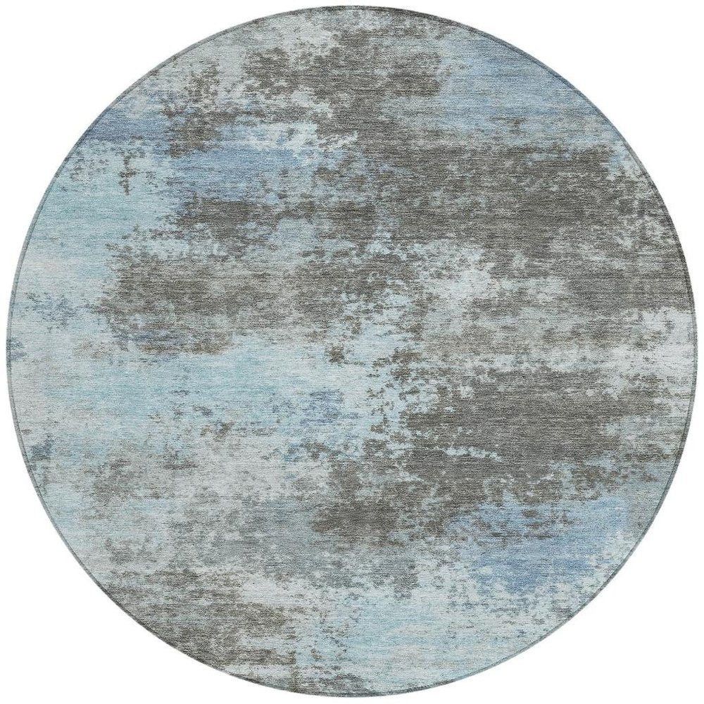 3' X 5' Taupe And Sky Blue Abstract Washable Indoor Outdoor Area Rug HomeRoots